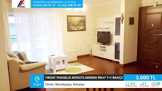 KİRALIK FIRSAT PHASELIS KONUTLARINDA 90m² 1+1 LUKS BAHÇE KATI