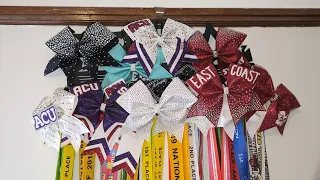 MY COMPLETE CHEERLEADING BOW COLLECTION!!! ALL MY BOWS FROM AASCF, EAST COAST ALLSTARS AND ACU CHEER