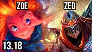 ZOE vs ZED (MID) | 8/1/5, 6 solo kills, 1.5M mastery, 500+ games, Dominating | EUW Master | 13.18