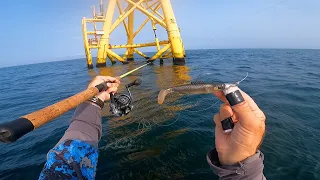 Ocean Wind Farm Turbine Jigging Fishing - EPIC BITE!!