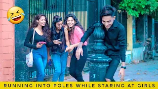 Running into Poles 😂 while Staring at Girls | Funny Reaction | MR. HOTY