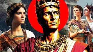 Julius Caesar and his women: married three times and once engaged, once divorced and once a widower.