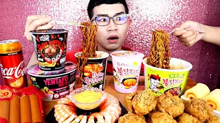 กินมาม่าเผ็ดเกาหลี กุ้งค็อกเทล ไก่ทอดเกาหลี แต่โดนแย่ง #Mukbang Korean Spicy Noodles: Kunti2