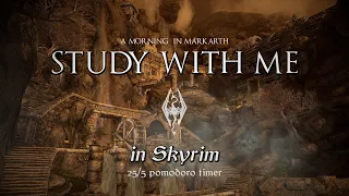 Study with Me in Skyrim | Morning in Markarth | 25/5 Pomodoro Timer [2hr] [4K]