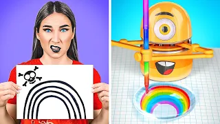 TRUCOS DE ARTE | ¡Desafío de dibujo épico! Trucos de arte vs dispositivos de dibujo por 123GO!SCHOOL