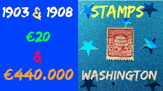 Stamps $ 450.000 Washington 2cents red 1903 & 1908 most valuable josershina in world