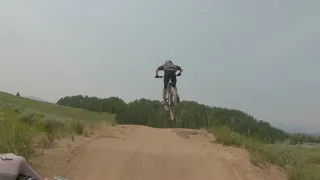 My dad follows me down Tidal Wave trail at Deer Valley Bike Park! Part 1