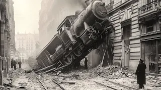 20 Rare Historical Photos - The Train That Fell From A Building