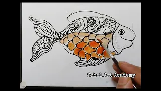 Easy fish drawing, colouring, painting for toddlers, kids easy drawing #fish #child art #Art