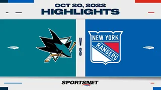 NHL Highlights | Sharks vs. Rangers - October 20, 2022