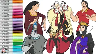 Disney Villains Coloring Book Compilation Cruella Jafar Hades Ursula Maleficent Gaston Evil Queen