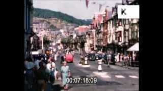 Mid 1950s Aberystwyth, Wales - beautiful street scenes, city centre, home movies