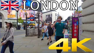 London Summer Walk | Oxford Street, Regent Street, Piccadilly Circus, Covent Garden | 4K