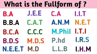 Fullform of BA, BSC, MBBS, MD, NEET, NET, BCA, BBA, BDS, CA, IFS, BAMS, NDA, ANM, IIT, MDS, CAT