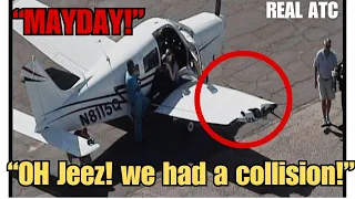 Shocking midair collision and miracle landing! #atc #aviation