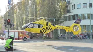 [Christoph 15 in München] Landung/Start auf Münchner Goetheplatz + Absperrung durch BF/Polizei