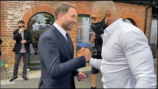 DRAMA AT FIGHT CAMP? - ANTHONY JOSHUA ARRIVES AT WHYTE v POVETKIN FIGHT, & MET BY EDDIE HEARN