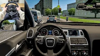 2009 Audi Q7 4L - City Car Driving [Steering Wheel Gameplay]