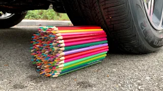 Experiment Car vs Wooden Crayons, Wooden Pencils | Crushing Crunchy & Soft Things by Car | Test Ex