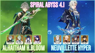 C1 Alhaitham Hyperbloom & C0 Neuvillette Hypercarry | NEW Spiral Abyss 4.1 | Genshin Impact