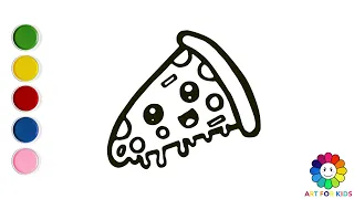 HOW TO DRAW A LOVELY PIZZA FOR KIDS LEARNING TO DRAW