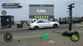 Tuned BMW E83 X3 3 0sd vs Mercedes w202 C32 AMG 1/4 mile drag race at crail raceway