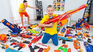 Nerf Gun Game: Random Lukcy or Unlucky Nerf Blaster Challenge w/ Roman and Max