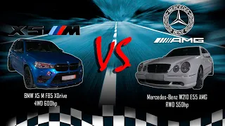 BMW X5M F85 4WD 600hp VS MBenz W210 E55 AMG RWD 550hp