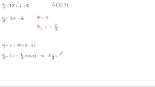Determinare la retta perpendicolare alla retta y-3x+6=0 passante per A(2;3)