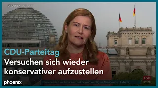 phoenix nachgefragt mit Cordula Tutt (Wirtschaftswoche) zum CDU-Parteitag am 06.05.24