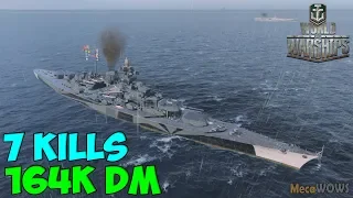 World of WarShips | Tirpitz | 7 KILLS | 164K Damage - Replay Gameplay 4K 60 fps