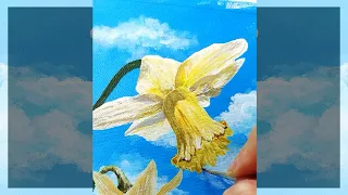 Narkissos painting | Flower painting | Acrylic painting Step by Step 🌈003