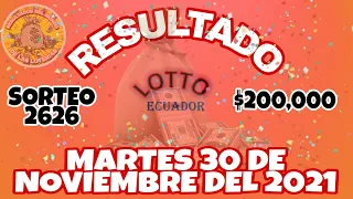 RESULTADO LOTTO SORTEO #2626 DEL MARTES 30 DE NOVIEMBRE DEL 2021 /LOTERÍA DE ECUADOR/
