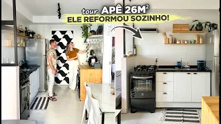 Ele REFORMOU SOZINHO o APÊ de 26M² e ECONOMIZOU MUITO deixando tudo com SEU ESTILO | Gaby Garciia