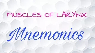 Muscles of larynx | mnemonics