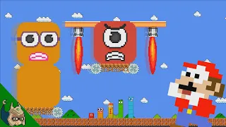 Mario vs Mega Numberblocks 1 and 2 Escape (Mario Cartoon Animation)