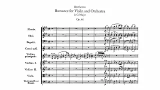 Beethoven: Romance for violin and orchestra No. 1 in G major,  Op. 40 (with Score)