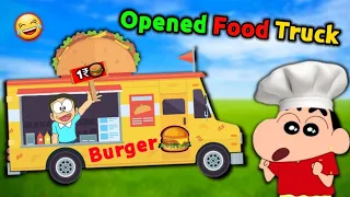 Shinchan and Nobita Opened Food Truck || 😂 Funny game Food Truck Simulator