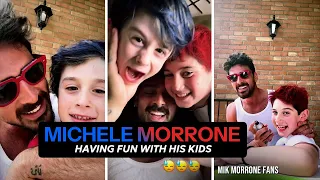 Michele Morrone and his kids coloring their hair