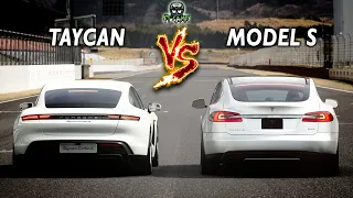 GT Sport | Porsche Taycan vs Tesla Model S - Drag, Rolling & Brake!