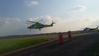 very  close  aw139 helicopters take off