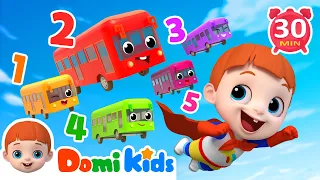 Ten Little Buses | Car Songs | Nursery Rhymes & Songs for Children | Domi Kids