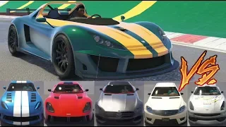 GTA 5 - Top Speed Drag Race (Ocelot Locust vs Top 20 Sports Cars)