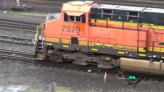 (Northbound) BNSF Power Move pulls forward and stops at the BNSF Tacoma Train Yard. (Part 2)