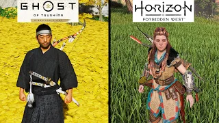 Ghost of Tsushima PC vs Horizon Forbidden West PC - Physics and Details Comparison