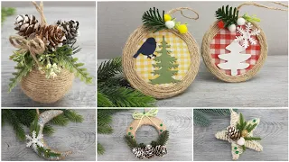 5 ИДЕЙ Новогодних Игрушек из джутового шпагата своими руками. Christmas Ornaments