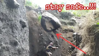 crazy way..!!! the reckless act of dropping a very large rock
