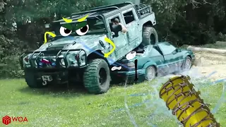 Huge Monster Truck Battles Getting Crushed Crushing Cars!! Wowza!!