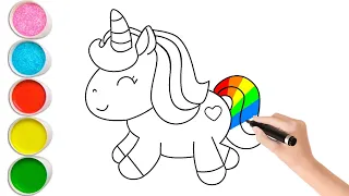 How to Draw a Cute Rainbow Unicorn 🦄, Dolphin 🐬 for Kids | Easy Unicorn Drawing,Magical Rainbow Art