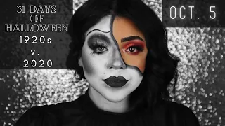 31 DAYS OF HALLOWEEN | 1920s Black and White Makeup look vs 2020 Makeup tutorial